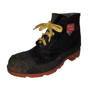 Iron Age Size 8 Black ANSI Steel Toe Rubber Lace Up Ankle Safety Work Boots
